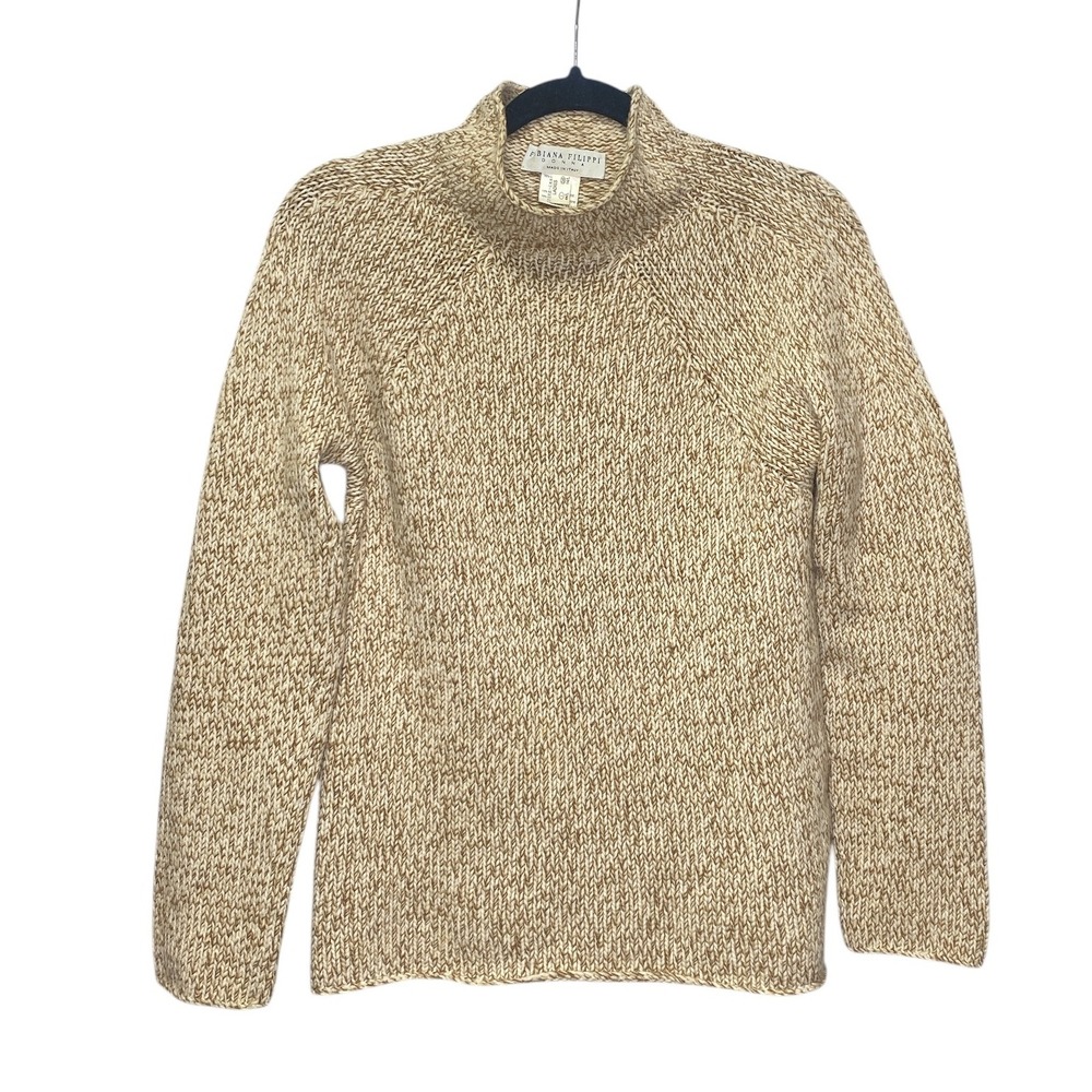 Fabiana Filippi Donna Merino Wool Silk Cashmere Blend Funnel‎ Neck Knit Sweater